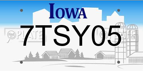 7TSY05 Iowa License Plate