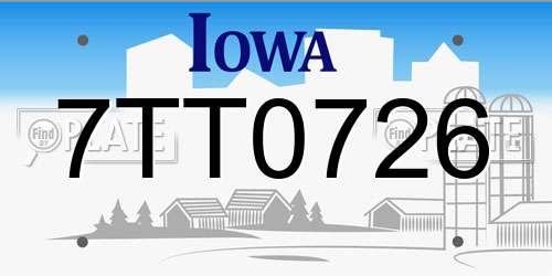 7TT0726 Iowa License Plate