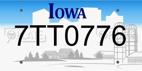 7TT0776 Iowa License Plate