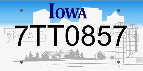 7TT0857 Iowa License Plate