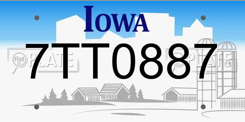 7TT0887 Iowa License Plate