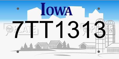 7TT1313 Iowa License Plate