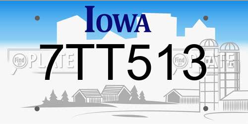 7TT513 Iowa License Plate