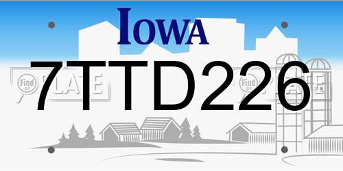 7TTD226 Iowa License Plate
