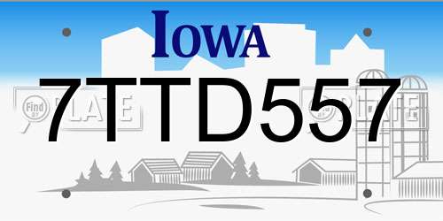 7TTD557 Iowa License Plate