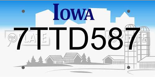 7TTD587 Iowa License Plate