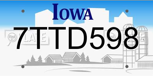 7TTD598 Iowa License Plate