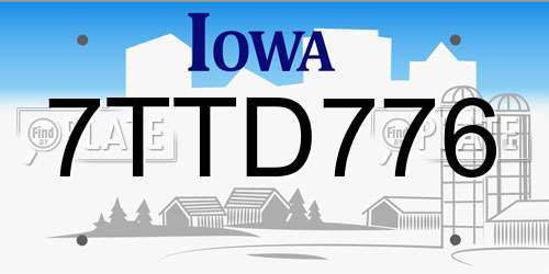 7TTD776 Iowa License Plate