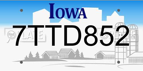 7TTD852 Iowa License Plate