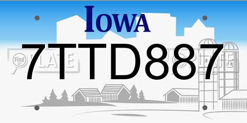 7TTD887 Iowa License Plate