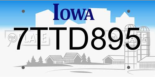 7TTD895 Iowa License Plate