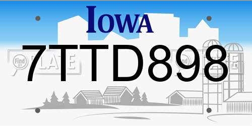 7TTD898 Iowa License Plate