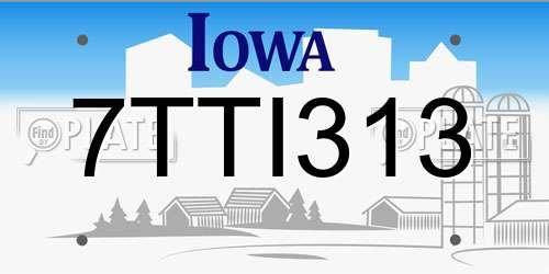7TTI313 Iowa License Plate