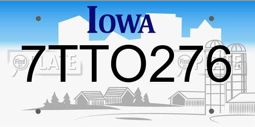 7TTO276 Iowa License Plate