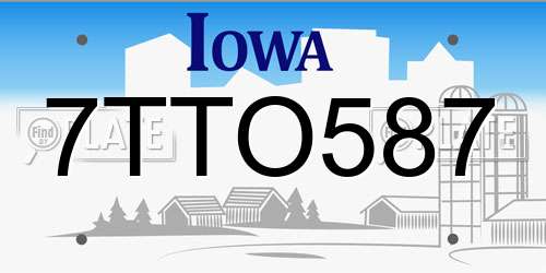 7TTO587 Iowa License Plate
