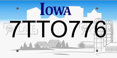7TTO776 Iowa License Plate