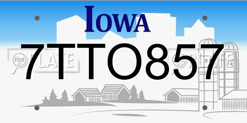 7TTO857 Iowa License Plate