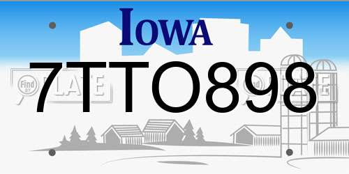 7TTO898 Iowa License Plate