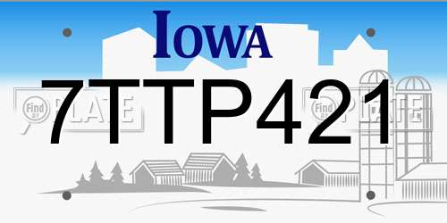 7TTP421 Iowa License Plate