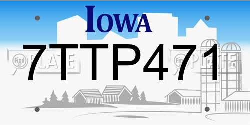 7TTP471 Iowa License Plate