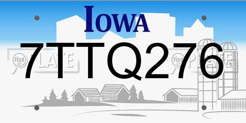 7TTQ276 Iowa License Plate