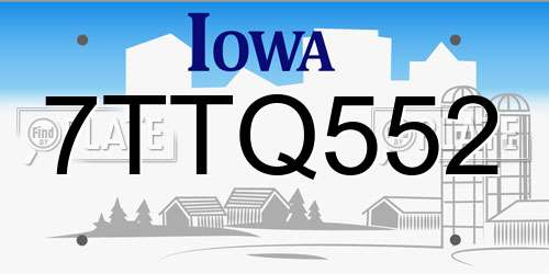 7TTQ552 Iowa License Plate