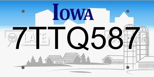 7TTQ587 Iowa License Plate