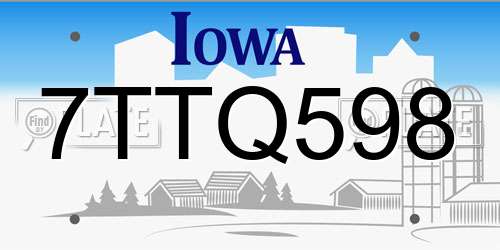 7TTQ598 Iowa License Plate