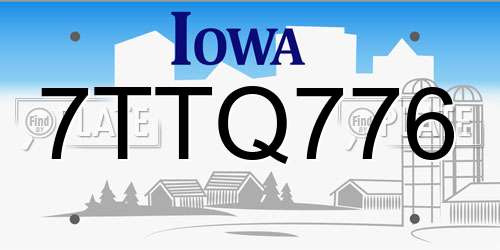 7TTQ776 Iowa License Plate