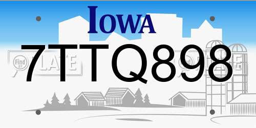 7TTQ898 Iowa License Plate
