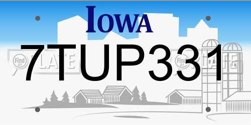 7TUP331 Iowa License Plate