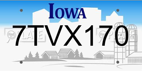 7TVX170 Iowa License Plate