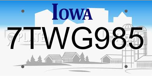 7TWG985 Iowa License Plate