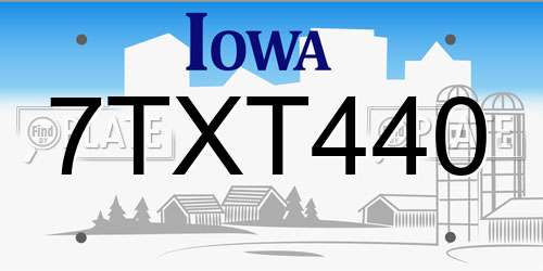 7TXT440 Iowa License Plate