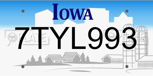 7TYL993 Iowa License Plate