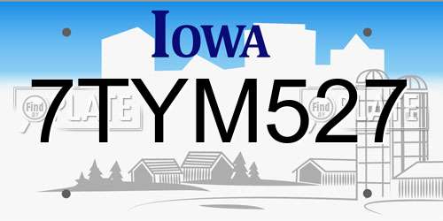 7TYM527 Iowa License Plate