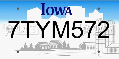 7TYM572 Iowa License Plate