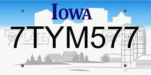 7TYM577 Iowa License Plate