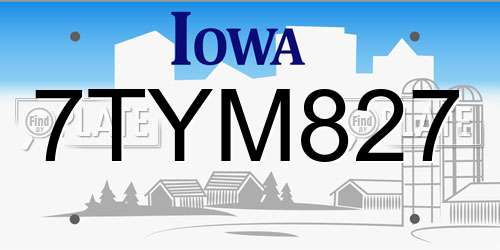 7TYM827 Iowa License Plate