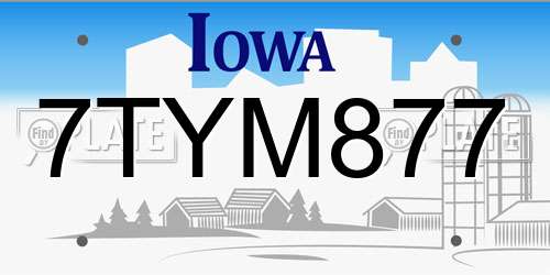 7TYM877 Iowa License Plate