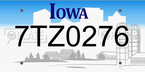 7TZ0276 Iowa License Plate