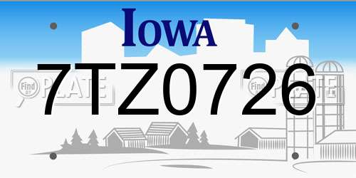 7TZ0726 Iowa License Plate