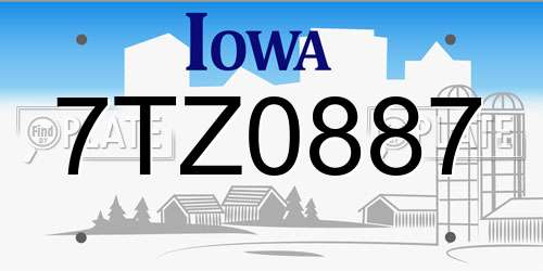 7TZ0887 Iowa License Plate