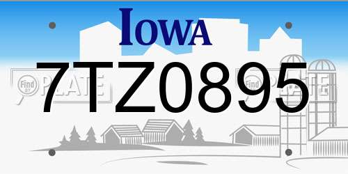 7TZ0895 Iowa License Plate