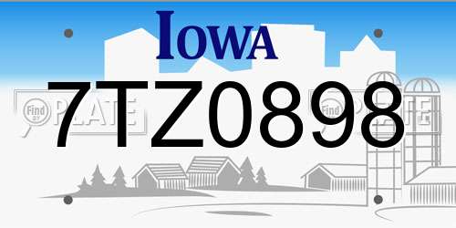 7TZ0898 Iowa License Plate