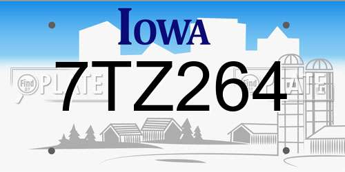 7TZ264 Iowa License Plate