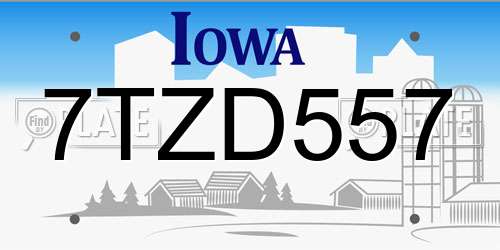 7TZD557 Iowa License Plate