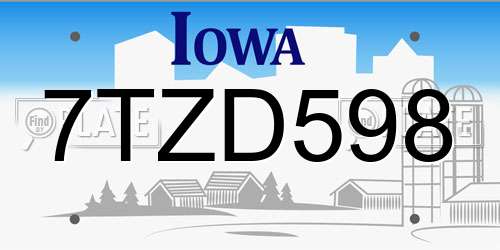 7TZD598 Iowa License Plate