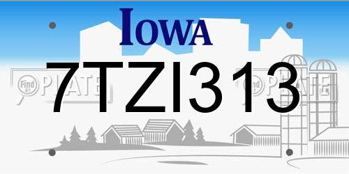 7TZI313 Iowa License Plate