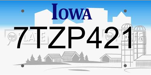 7TZP421 Iowa License Plate